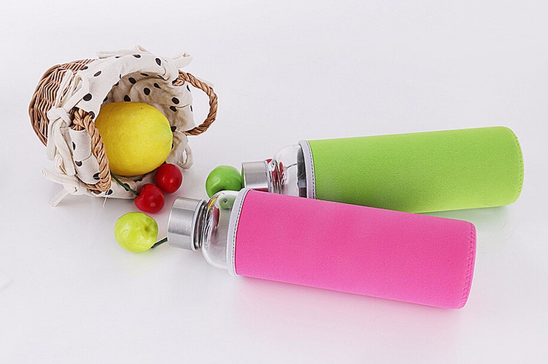 18 Oz Glass Water Bottle with Sleeve