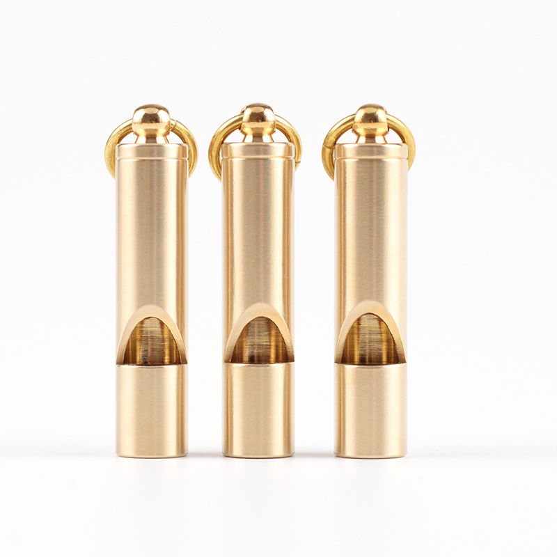 Outdoor Survival Tool Loud Solid Brass Keychain Whistle for Hiking