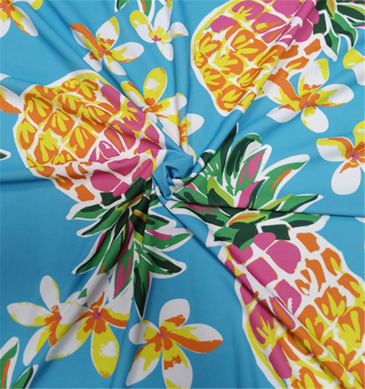 Хлор устойчивы тропические фрукты ананас печати нейлон спандекс ткань для купальники