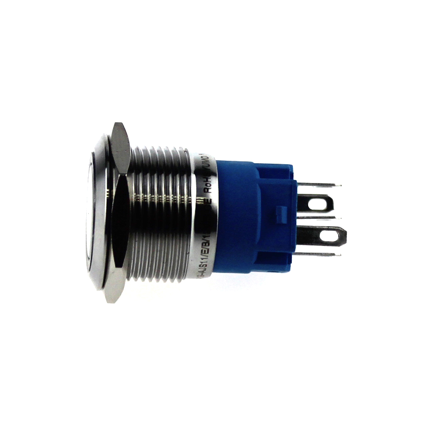 5 Pulsanti A Scomparsa 19mm Con LED Blu – Impermeabili IP65, Acciaio Inox, Temporanei