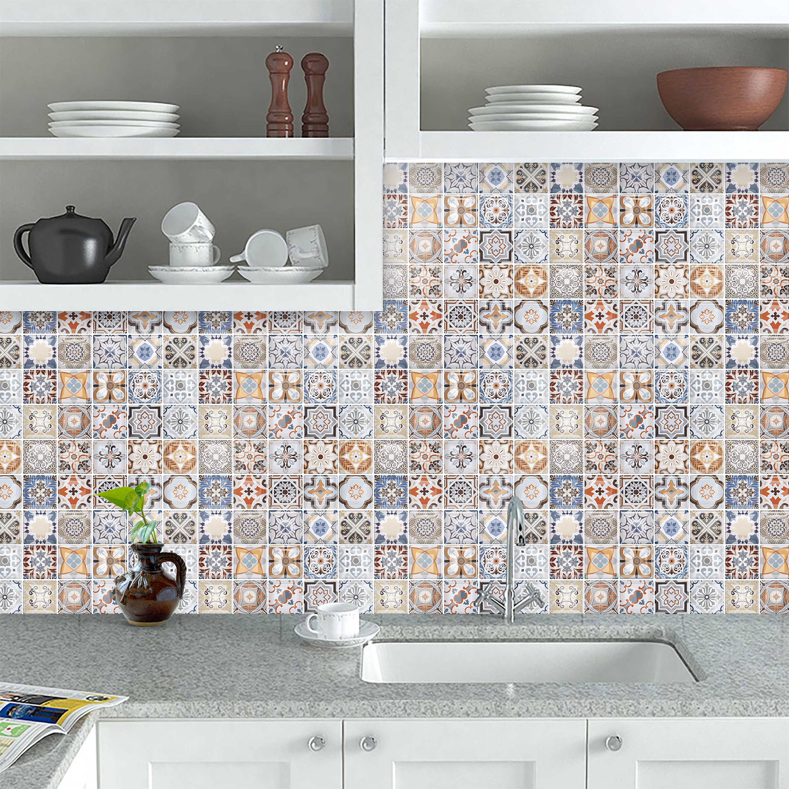 Home Marble Peel and Stick Backsplash Tiles Painel de Parede 3D Wall Coating