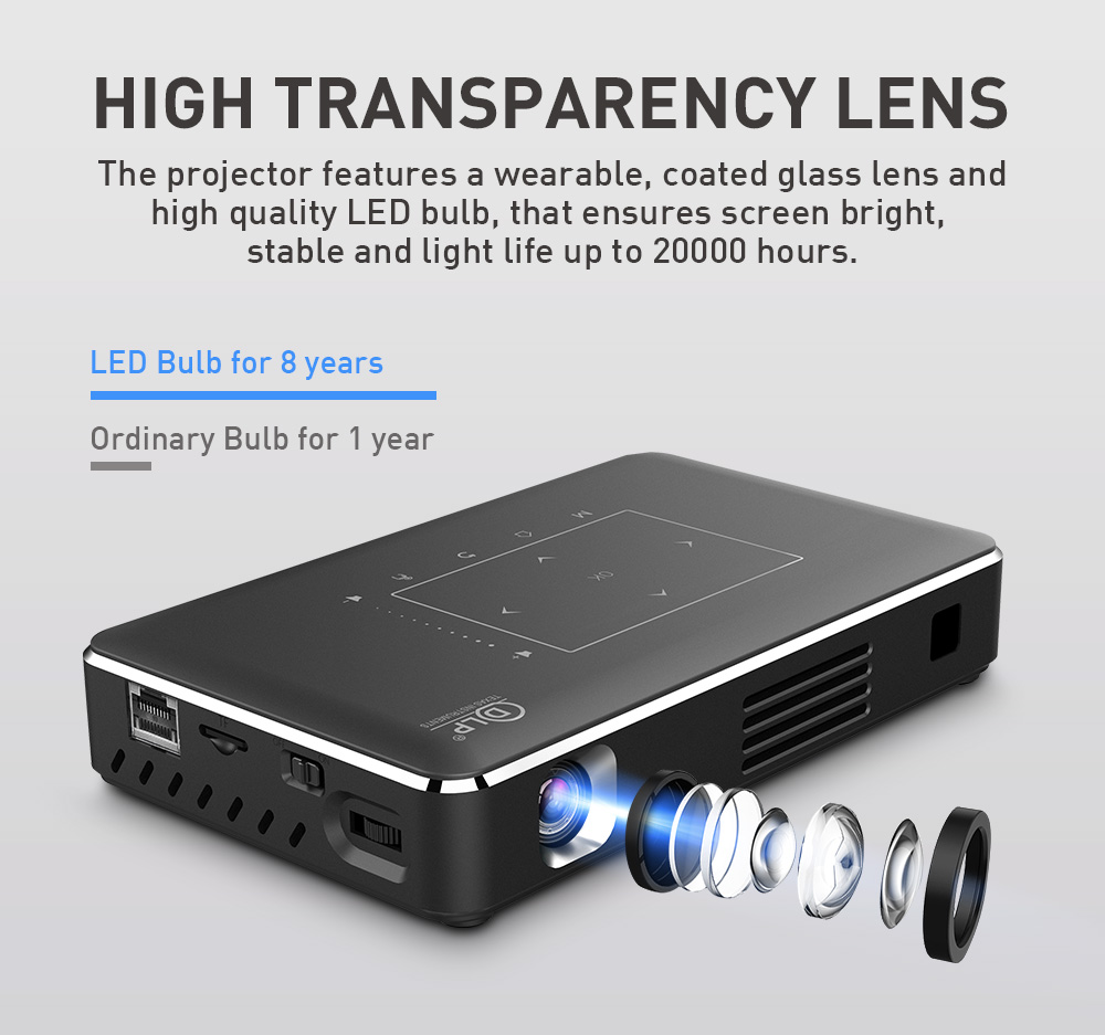 New Arrival 2G+16G Full HD Pocket DLP Projector 4K Wireless Mini Portable Projector for Android and IOS