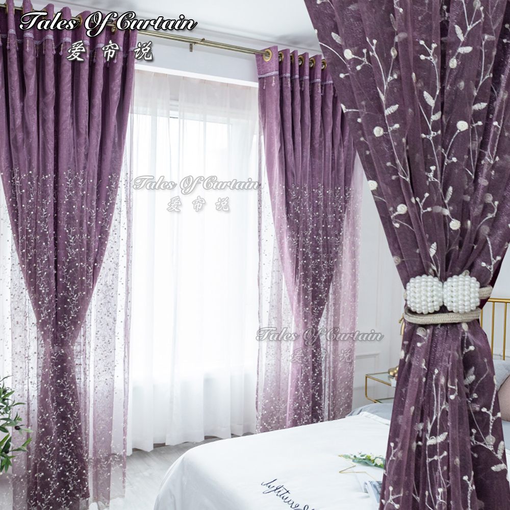 Window curtain for romantic home embroidery and finished curtain fabric