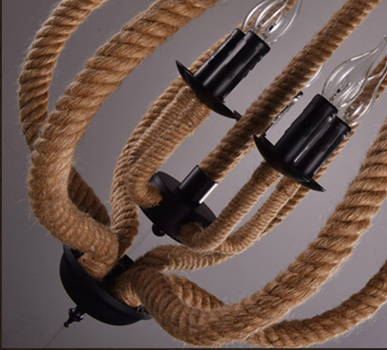Art decoration Industrial design hemp rope handmade pendant lamp