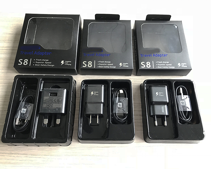 Оригинальный 5V/2A UK US EU Штепсель для зарядки + 1,2 м Type C кабель легко присоединяемого быстродействующего зарядного устройства для Galaxy S8 S9 Note7 Note8