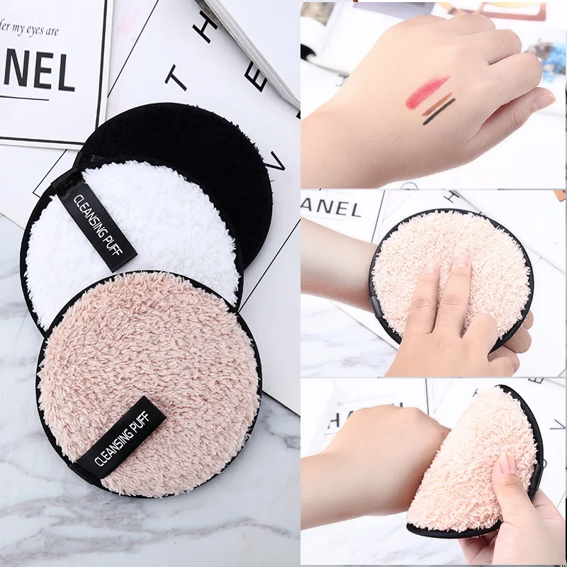 Portable 12*1.5cm makeup remove puff luxurious cleansing puff reusable cleansing cotton vegan free