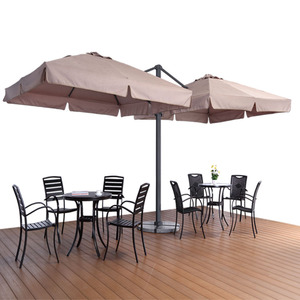 double patio umbrella with base