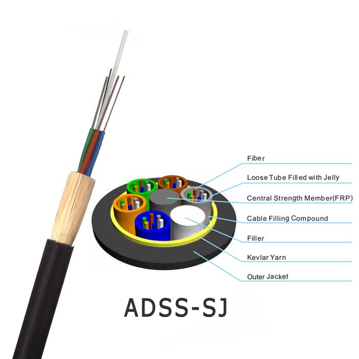 Efon繊維ケーブルのArimidヤーンの強さメンバーADSS 80m 100m 120mのスパンの光ファイバーケーブル