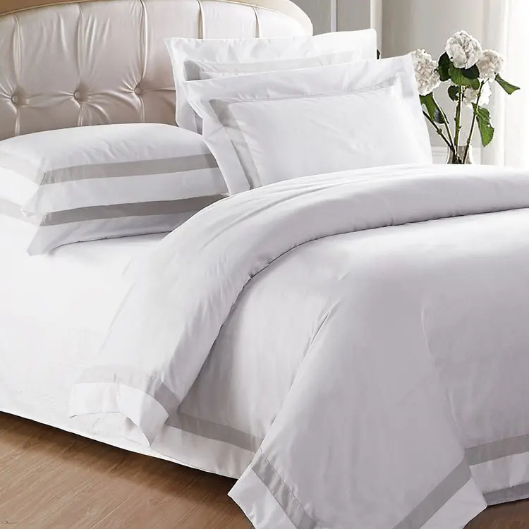 China wholesale100% Egyptian cotton 400TC White Hotel Linen, Hotel Bed Sheets, Hotel Bedding Set