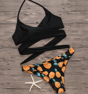 巴西比基尼套装花卉十字架泳装泳衣女性性感泳衣沙滩服泳衣女装