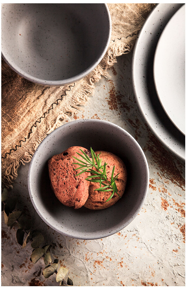 5 Inch Grey Speckled Ceramic Bowl For Rice Salad Soup