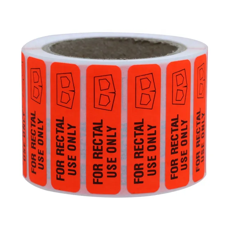 Fluorescent Red Hybsk for Rectal Use Only Stickers 1.5 x .375 Fluorescent G...