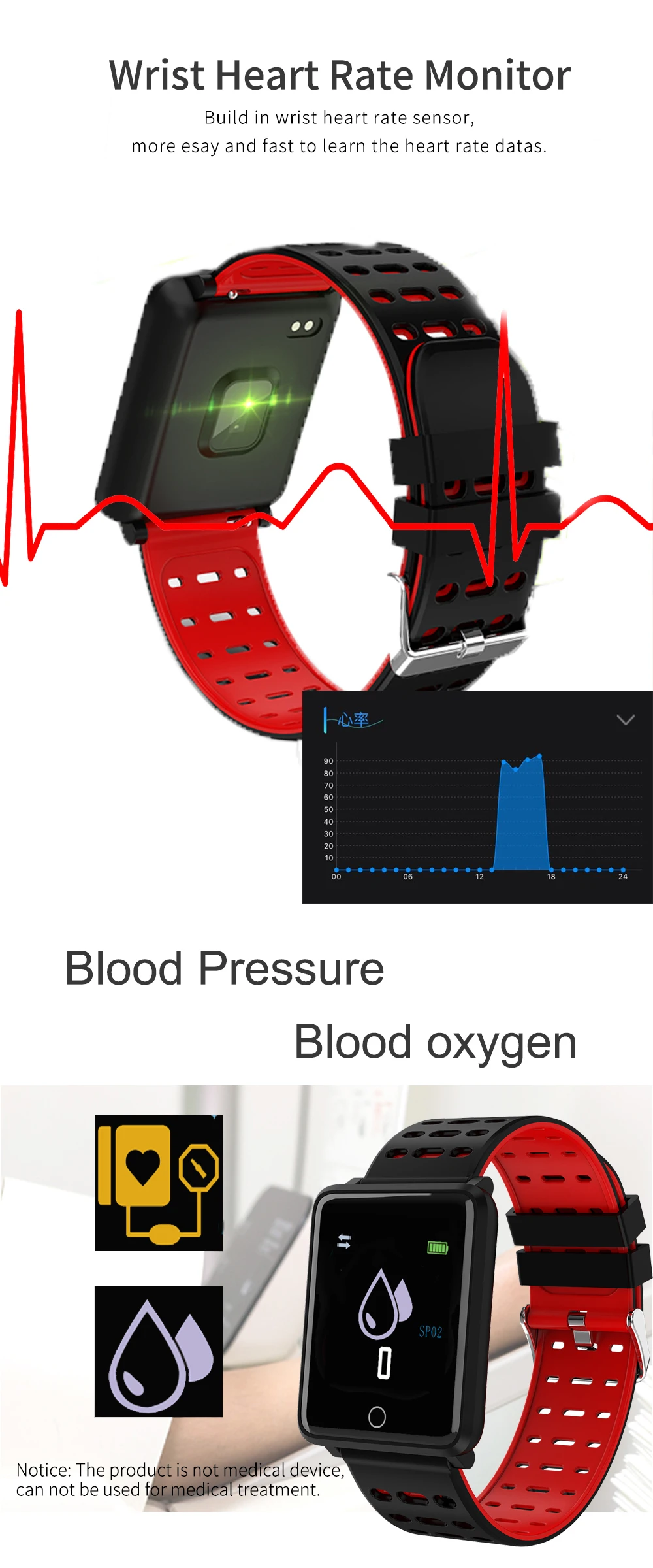 Brand New F3 Smart Bracelet 1.44 Color Screen Heart Rate Blood Pressure Blood Oxygen Wrist Smart Watch for Android IOS phone