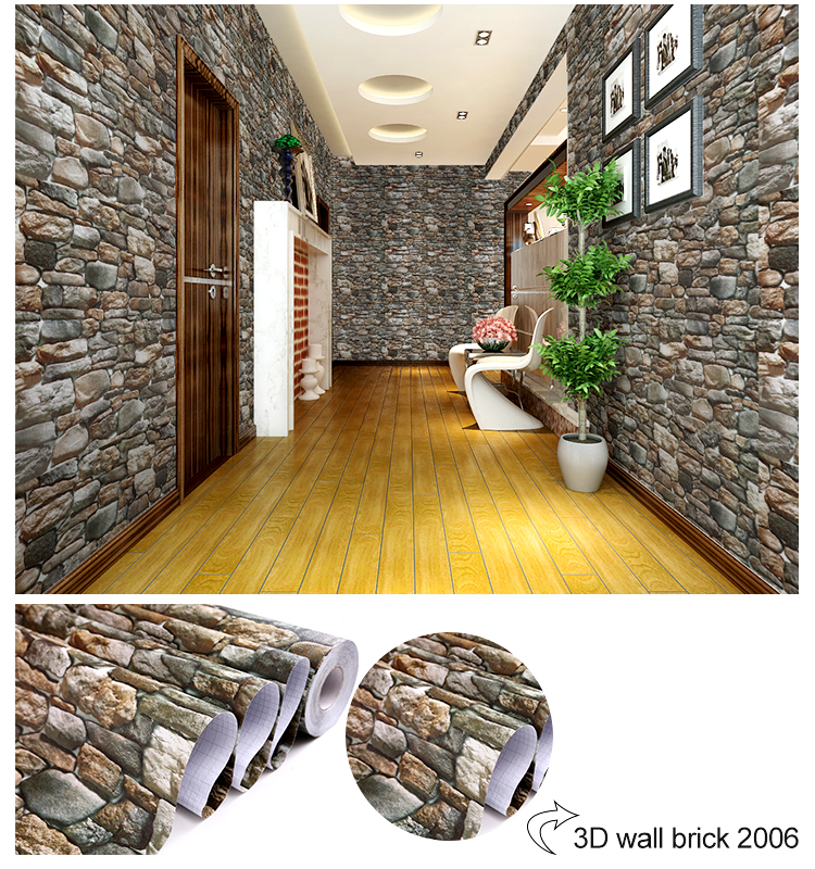 Best quality promotional different color 3d brick wallpaper for home and living room 0.61*10M