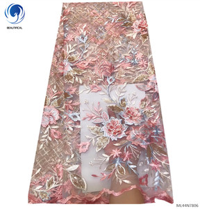 Beautifical Latest colours desgin Net lace fabric for women dress Nigerian tulle lace 5yards
