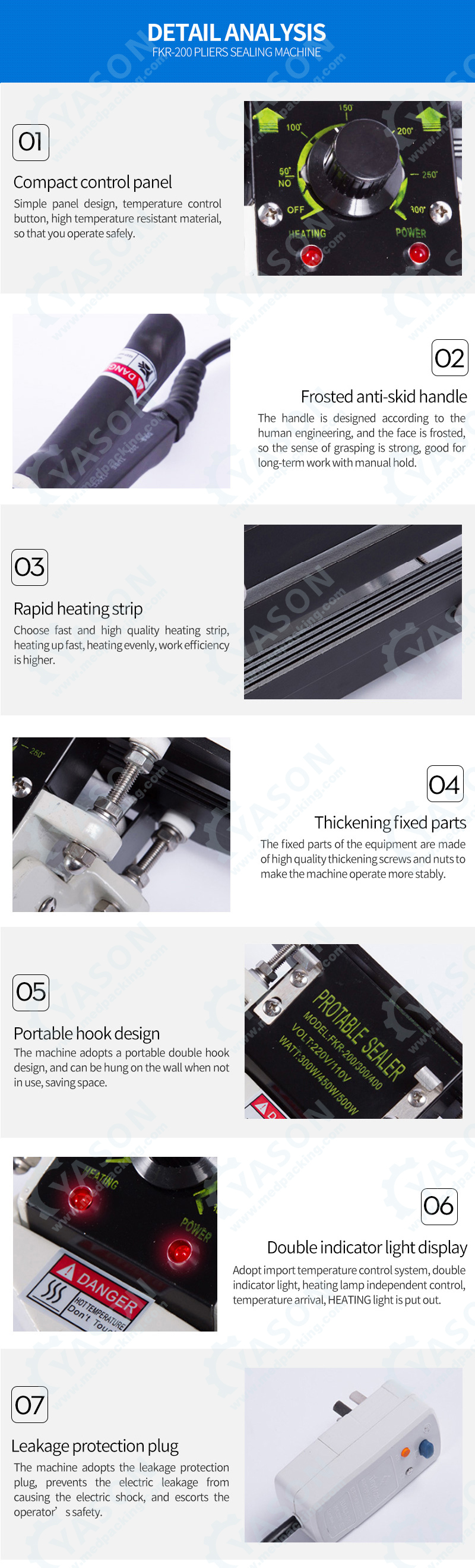 FKR200 Portable hand pliers Plastic Bag Sealer Aluminum Film Sealing Machine 200mm