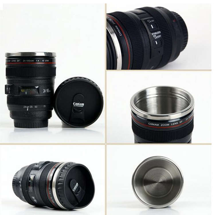 Taza de café con lente de EF24 105mm de cámara SLR de acero inoxidable Taza de café con lente de EF24 105mm de cámara SLR de acero inoxidable