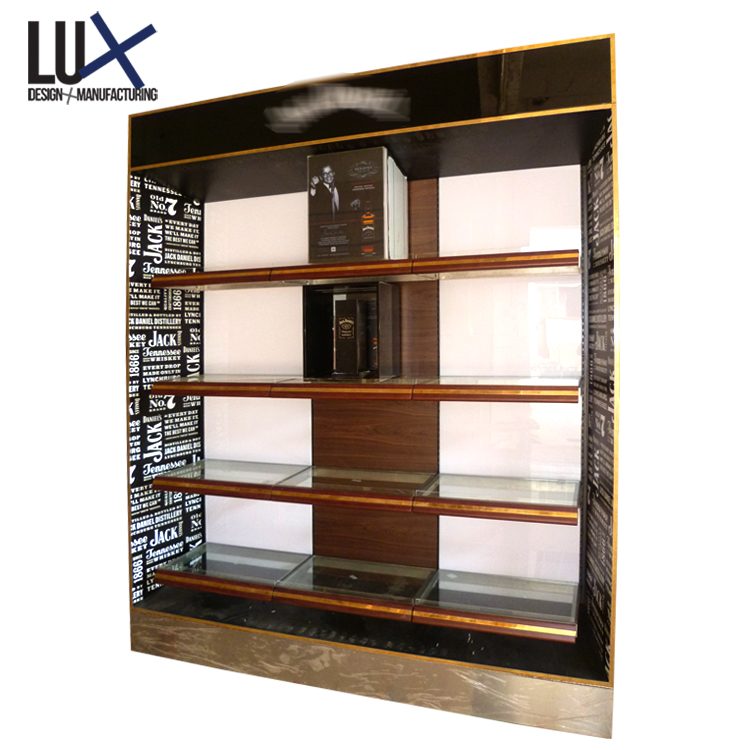 Customized High End Wine Display Shelf Wooden Liquor Furniture