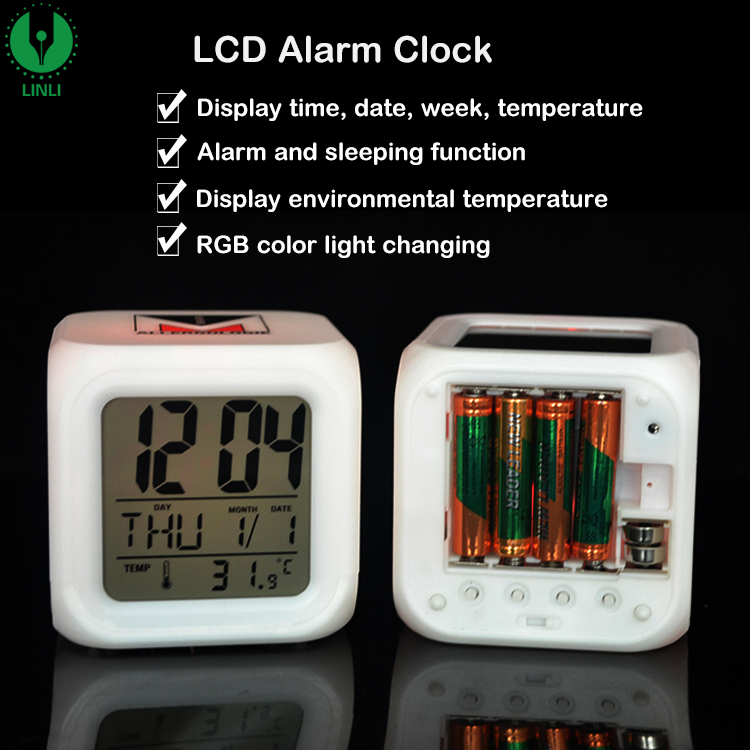 Top Quality Multi-function Plastic Battery Powered Custom Electronic Digital Table Clock With Led Light