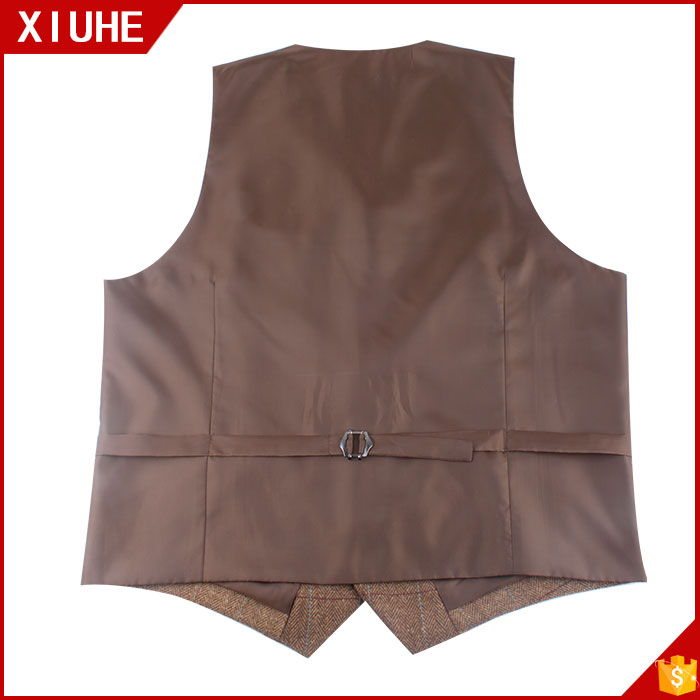 Wholesale Custom Tweed Cheap Wool Waistcoat Men Plaid Formal Suit Vest Cotton Vest Waistcoat