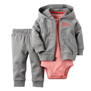 Wholesale newborn 3 pcs set winter infant romper clothing 100% cotton baby suits clothes