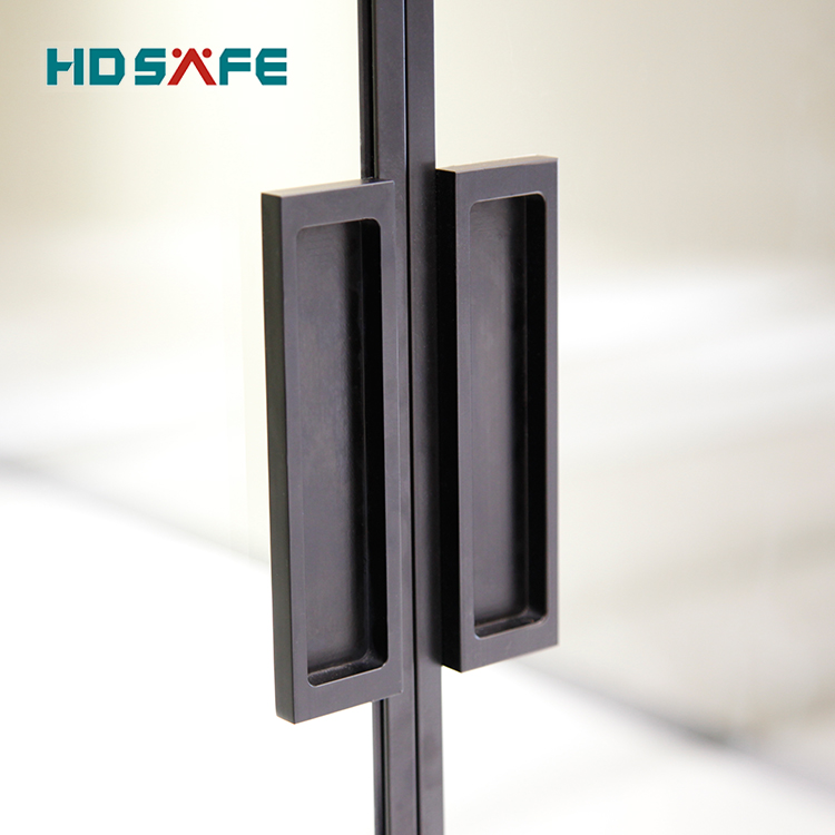 New design interior soft closing black aluminum narrow frame sliding Synchronous tempered glass door