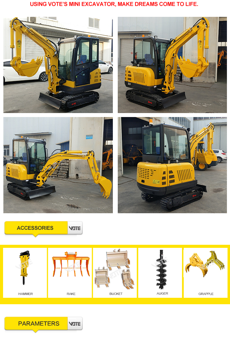 VTW-25 excavator 2.5 T Multifunction Hydraulic Diesel Small Crawler mini Excavators