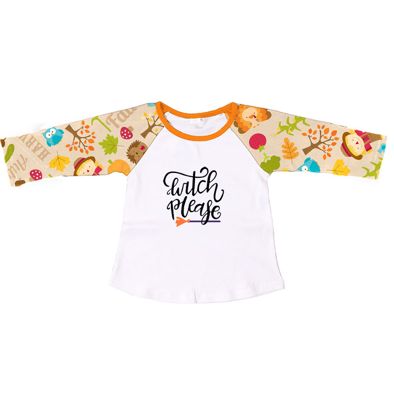 Оптовая продажа, детская одежда на Хэллоуин, топ для маленьких мальчиков, дизайнерский Топ реглан с оборками, футболка с длинным рукавом для девочек