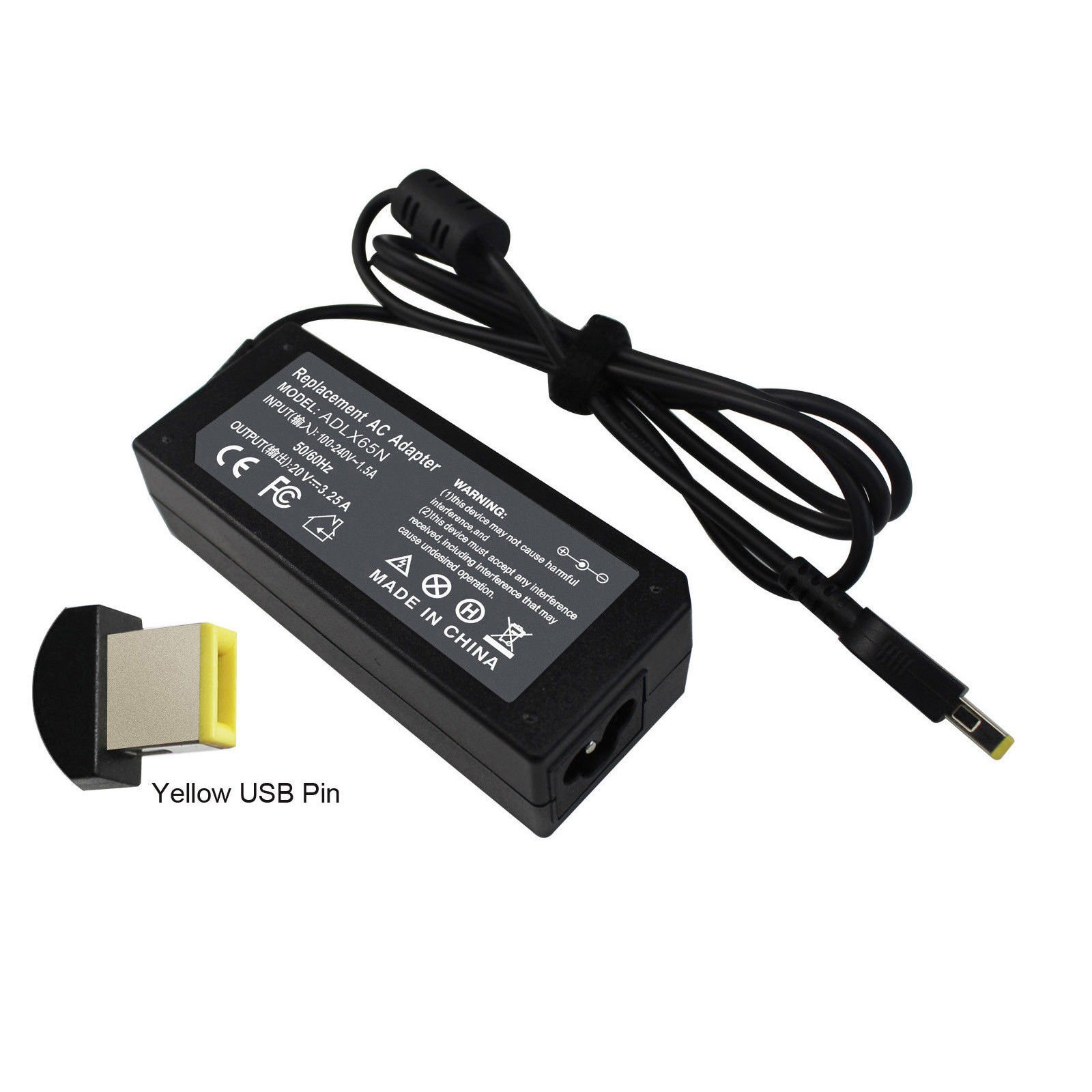 レノボ用 20V 3.25A 65W USB スクエアチップピン AC ラップトップ充電
