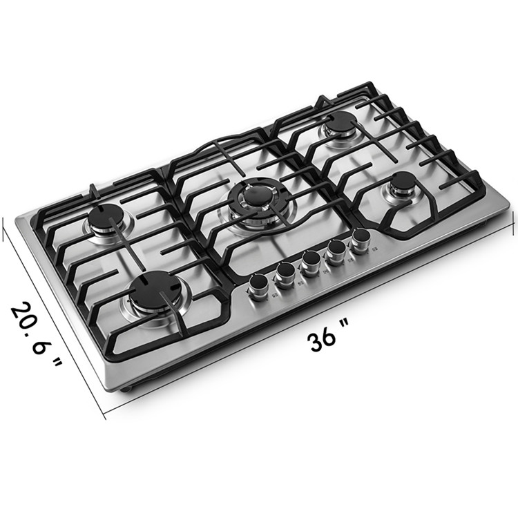High quality Home kitchen appliances built in 5 burner stainless steel cook-top Gas stove