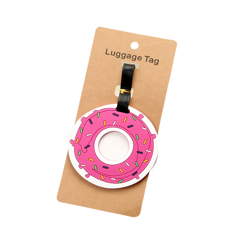新的旅行配件新奇有趣的可爱定制甜甜圈甜甜圈形软pvc 硅橡胶行李标签