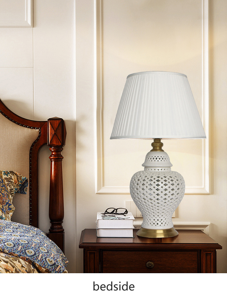 Jingdezhen porcelain bedside table lamp ceramic decor for hotel bedroom and living room