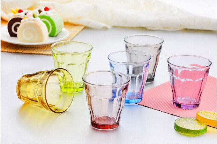 Haonai 230ml drinking glass water glass cup 6 assortment color