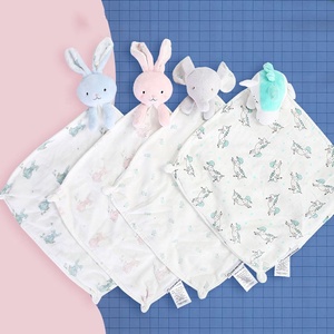 Safe Soft Polyester Fiber Plush Stuffed Doudou Bunny Unisex Baby Comforter Animal Security Blanket