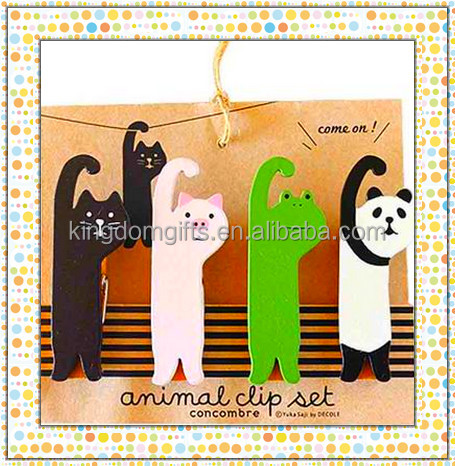 Творческий животных бумага клип, мини деревянный фото клип, кошка зажим подвеска