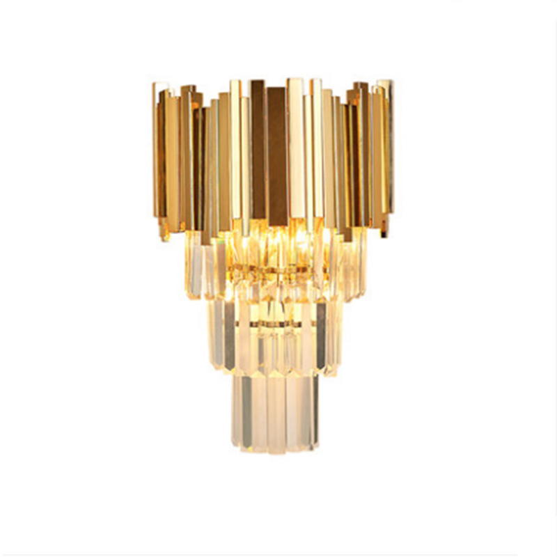 Hot selling double layer crystal hotel wall lamp