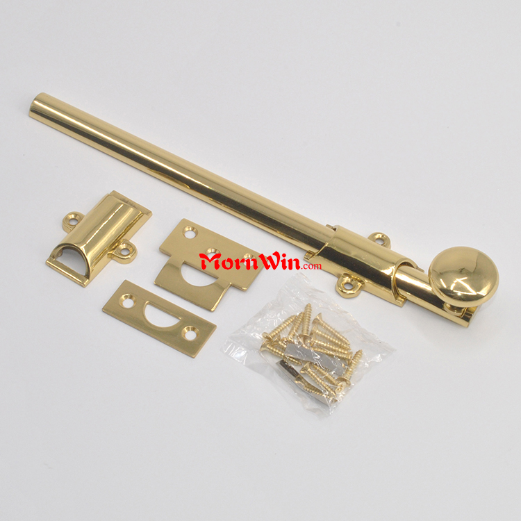 Traditional Surface Door Slide Shoot Tower Bolt Polished Brass Bathroom Lock