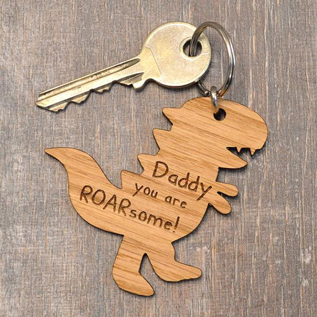 Персонализированный милый деревянный брелок с динозавром на заказ для подарка на День отца
