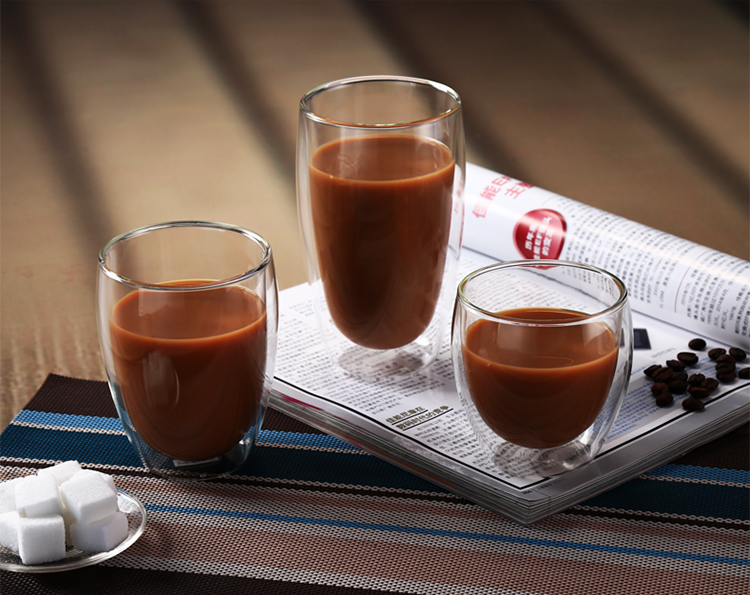 Double Wall Glass 250ml Coffee Cup With LOGO Glass Double Wall Tea Cup Glass Cups