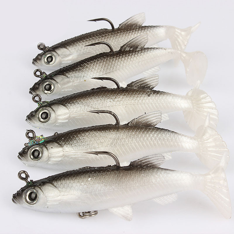 1x 8cm 14g Soft Plastic Lure With Lead Jig Head Tackle Sharp Hook Fishing Bait U