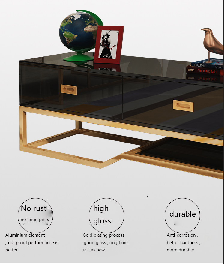 High Gloss Metal Frame TV Cabinet 200 x 45 x 45cm Plasma Medium Modern TV Unit Cabinet