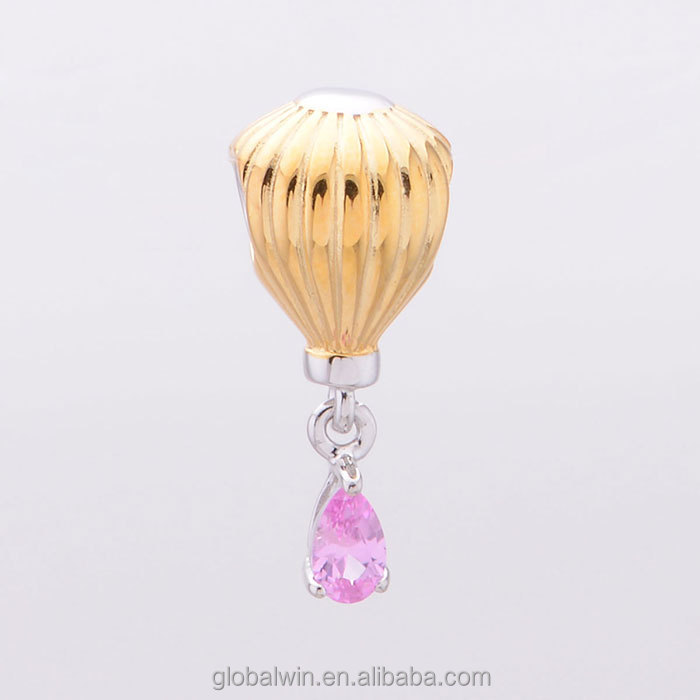 New 0.925 Sterling Silver Hot Air Balloon Charm Pendant Necklace