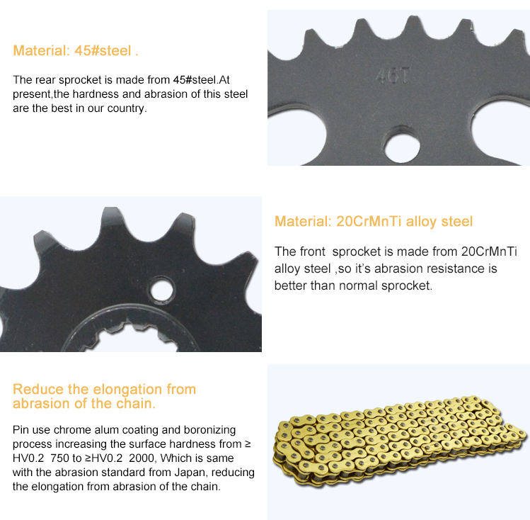 250CC 45# Steel ZXR 250 Motorcycle Chain and Sprocket Kits