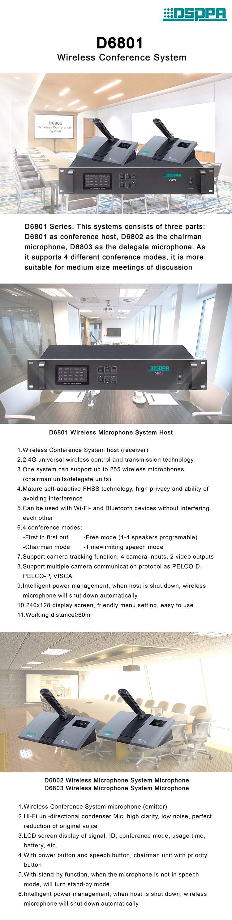 D6803 2.4G wireless microphone for digital conference system