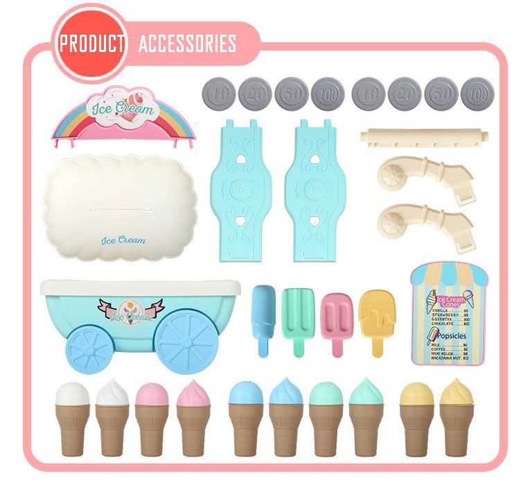 Ice cream cart toy simulation small wheelbarrow set toys for girl