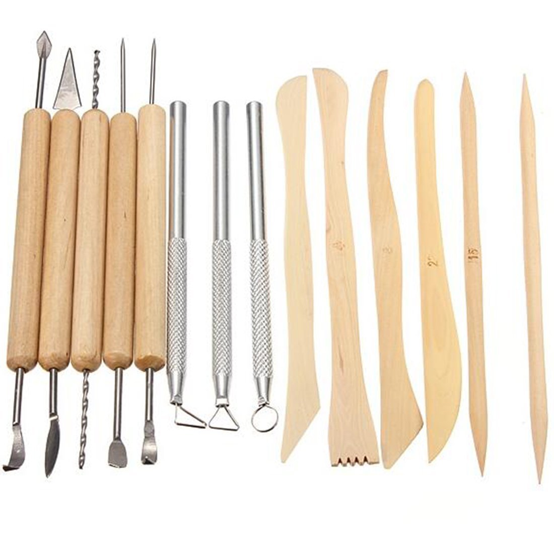 14pcs ceramic art sculpture wooden pottery tools and metal clay tools set