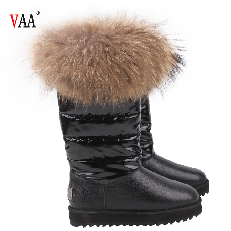 AN-CF-028 бесплатные образцы водонепроницаемых кожаных подкладок из искусственного меха и меха енота женские зимние длинные сапоги