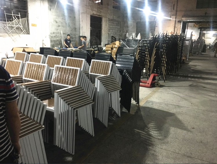 Uplion Outdoor Furniture Plastic Wood 2-seat Sofa Chair Leisure Plastic Wood Chair