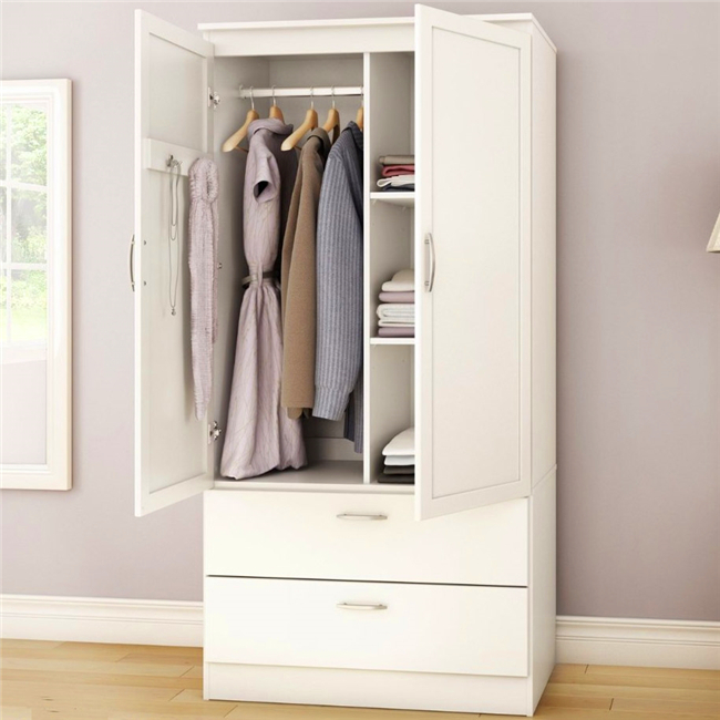 Wooden Wardrobe / Clothes Cabinet – Used Eco-friendly Used Wooden Wardrobe Cabinet with Adjustable Shelf