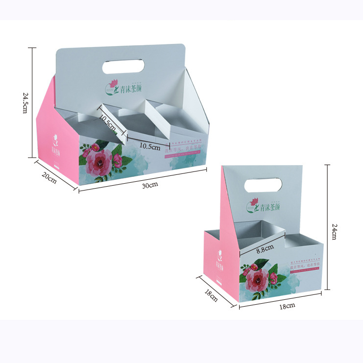 Custom Size Logo Disposable Printing Paper Cup Holder Tray for Coffee